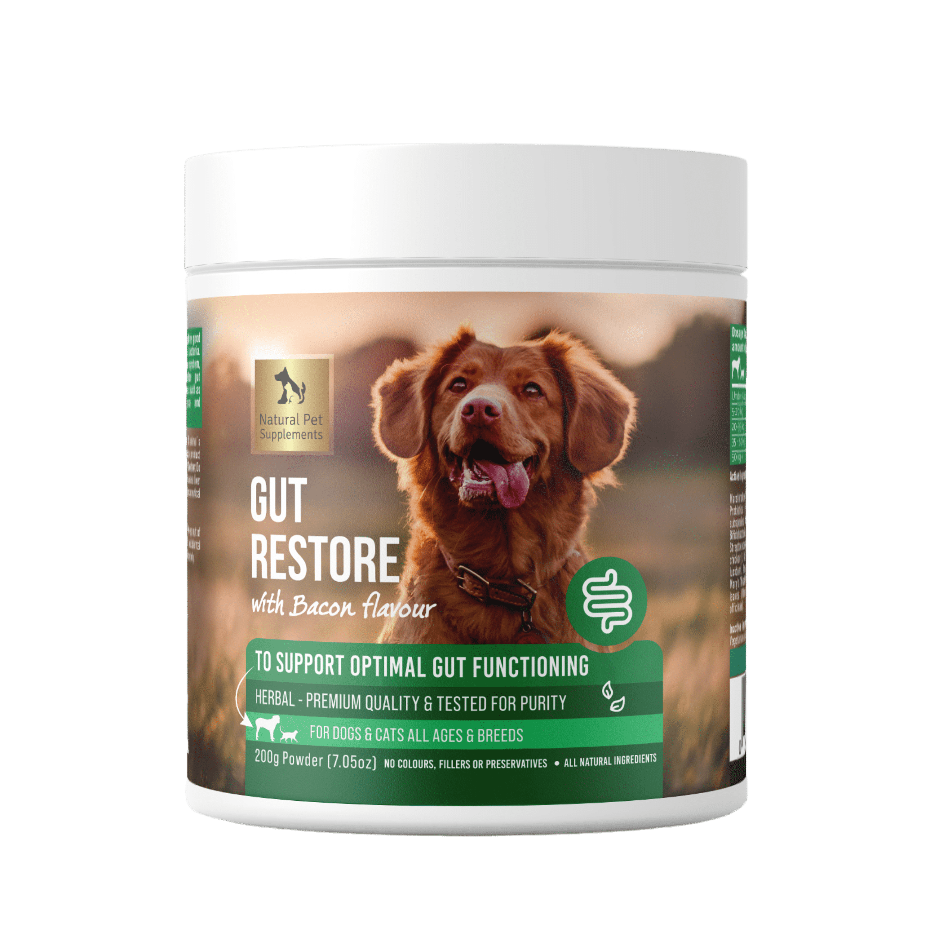 Gut Restore Powder for Dogs and Cats Bacon Flavour 200g