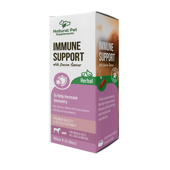 Front of Immune Support herbal supplement box for dogs and cats