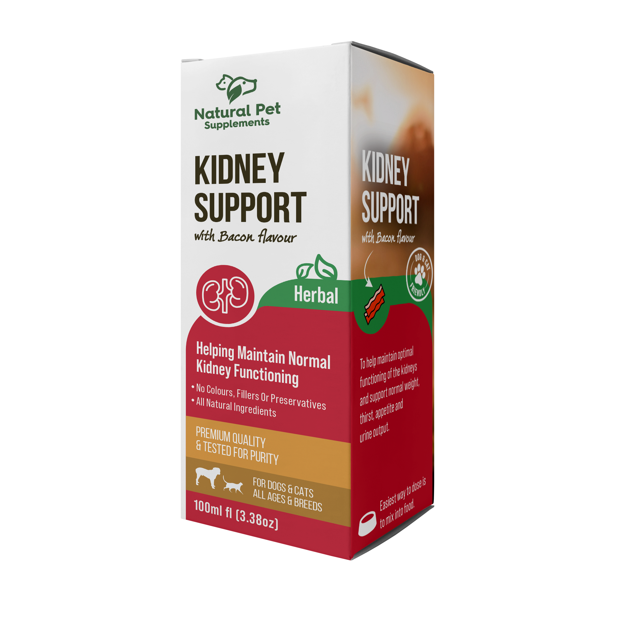 natural pet supplements kidney support herbal for dogs and cats 100ml bacon flavour