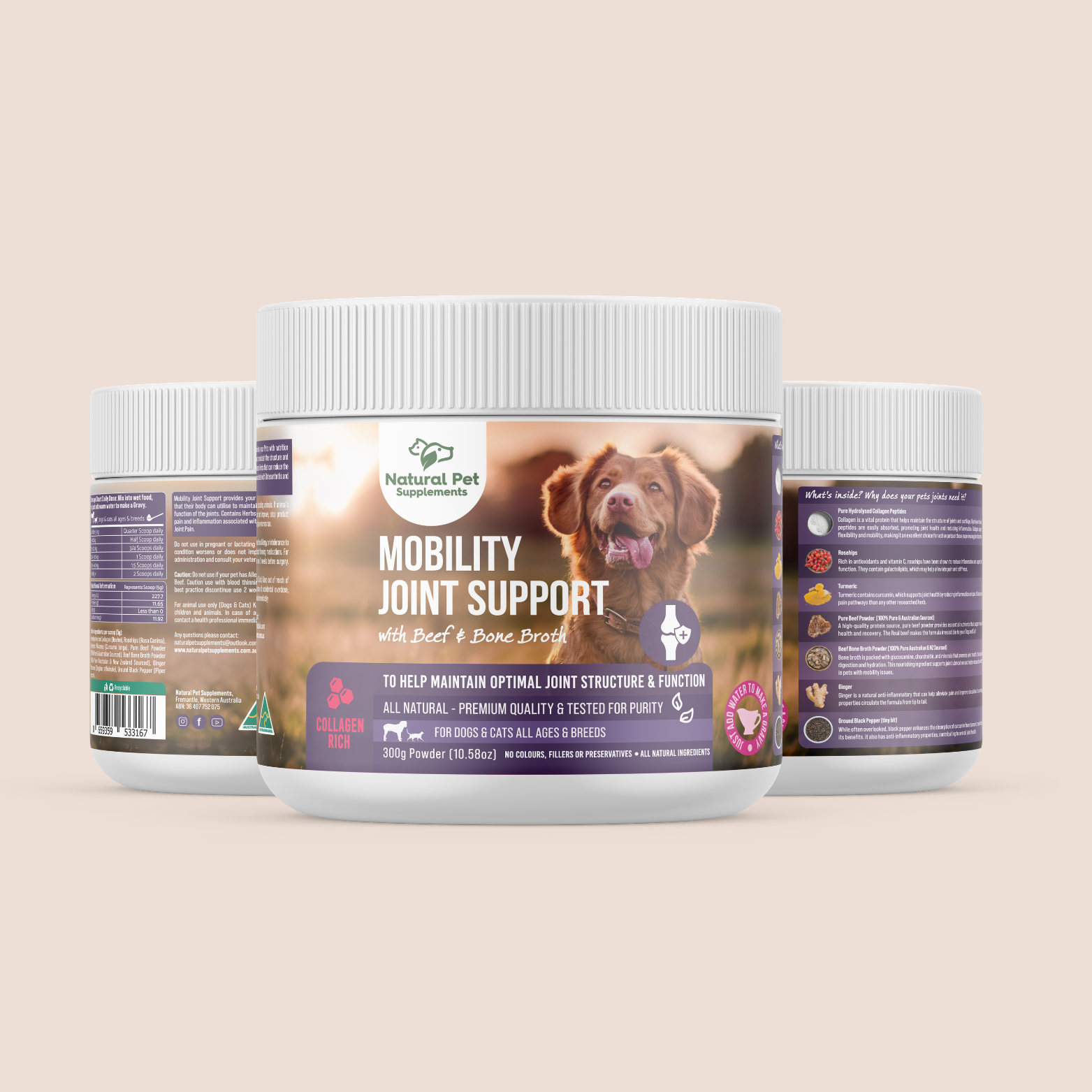natural pet supplements mobility joint support gravy powder for dogs and cats 250g - powder to gravy