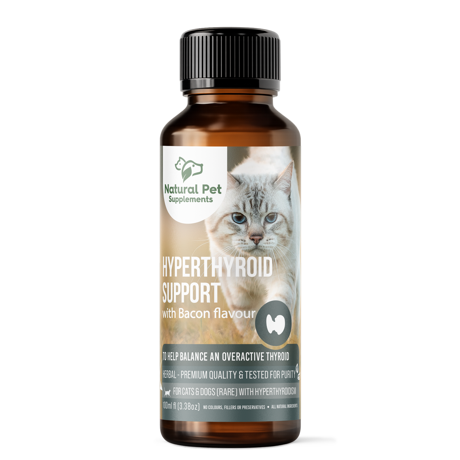 Natural Pet Supplements Hyperthyroid Support bottle for cats