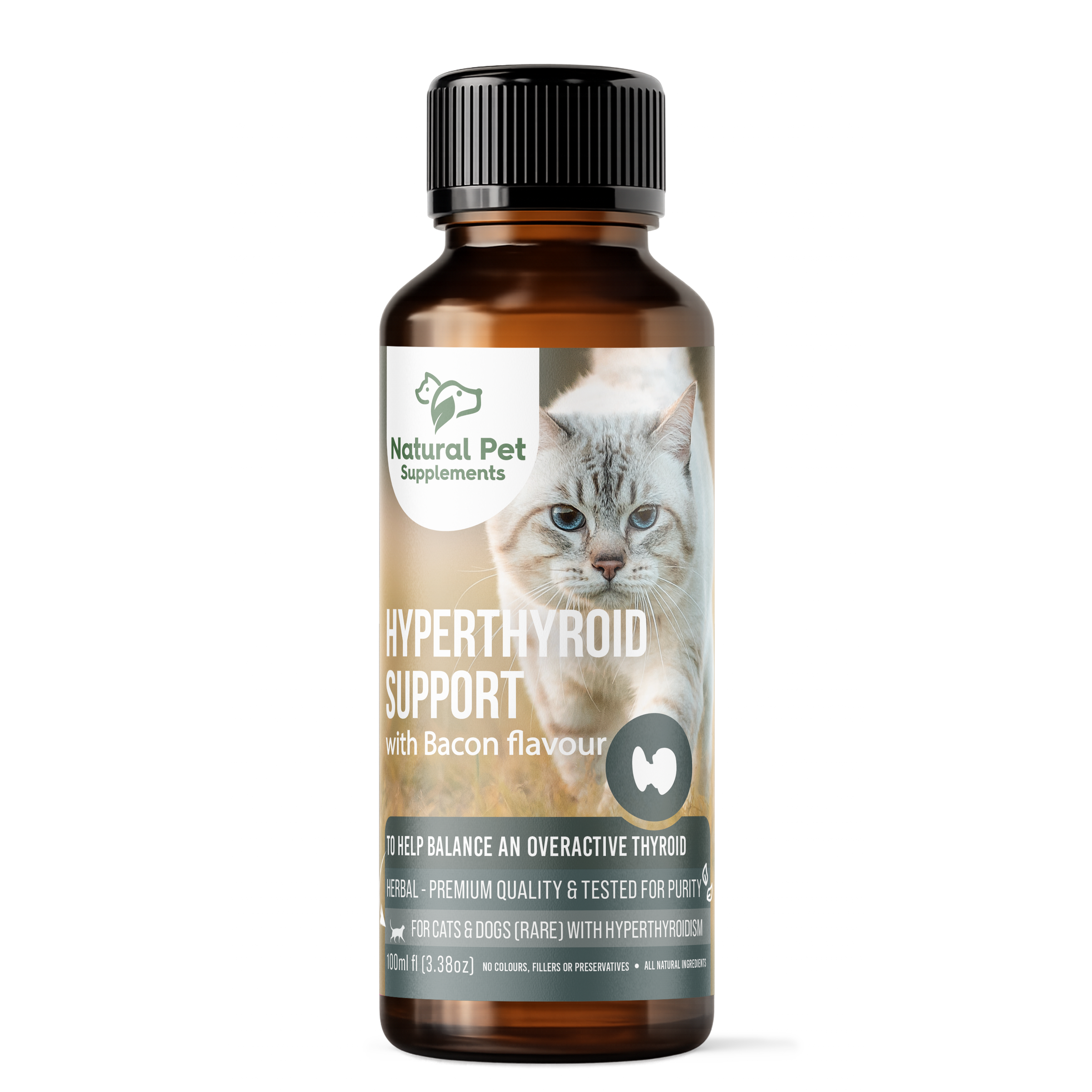 natural pet supplements hyperthyroid support for cats 100ml bacon flavour