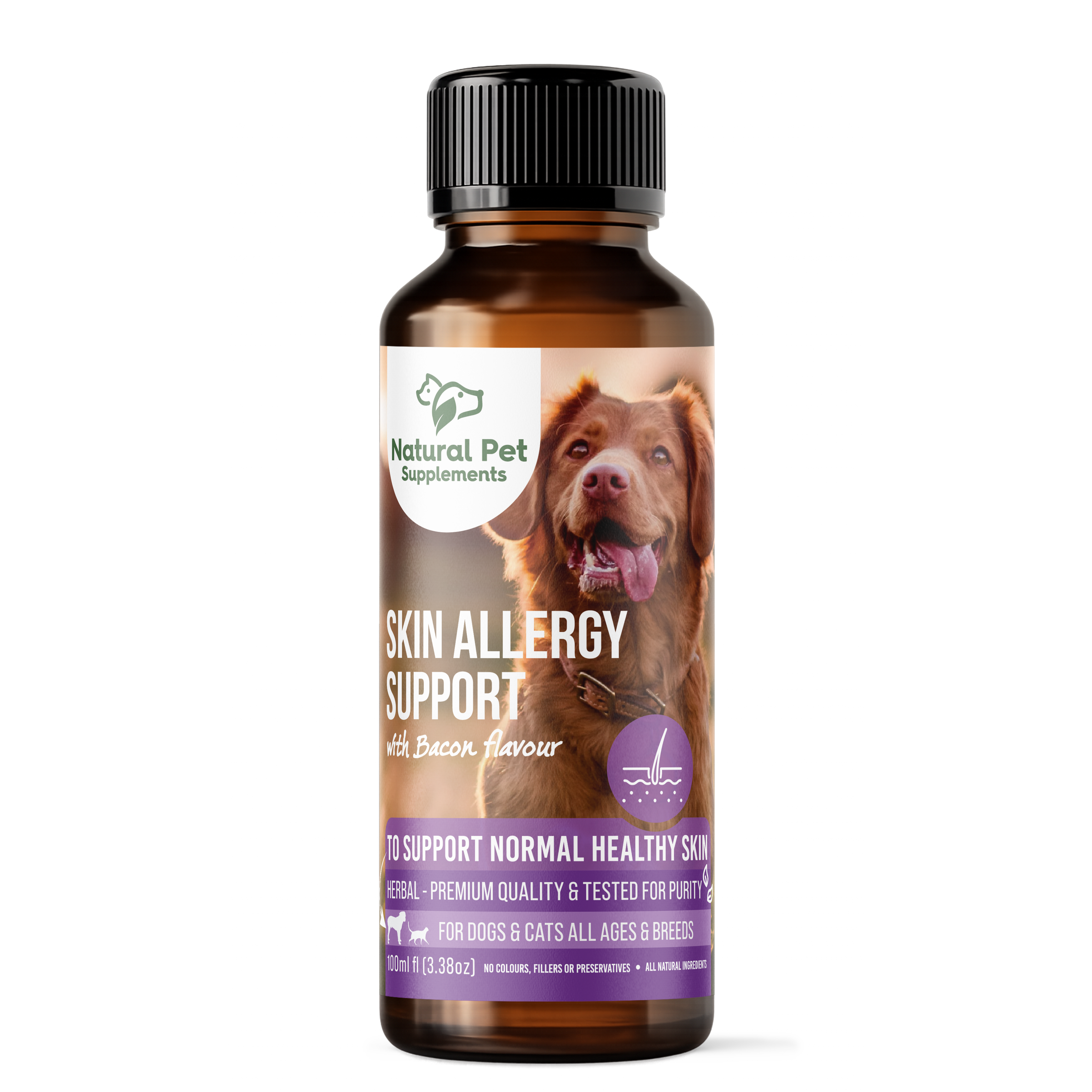 Natural Pet Supplements Skin allergy support 100ml bottle