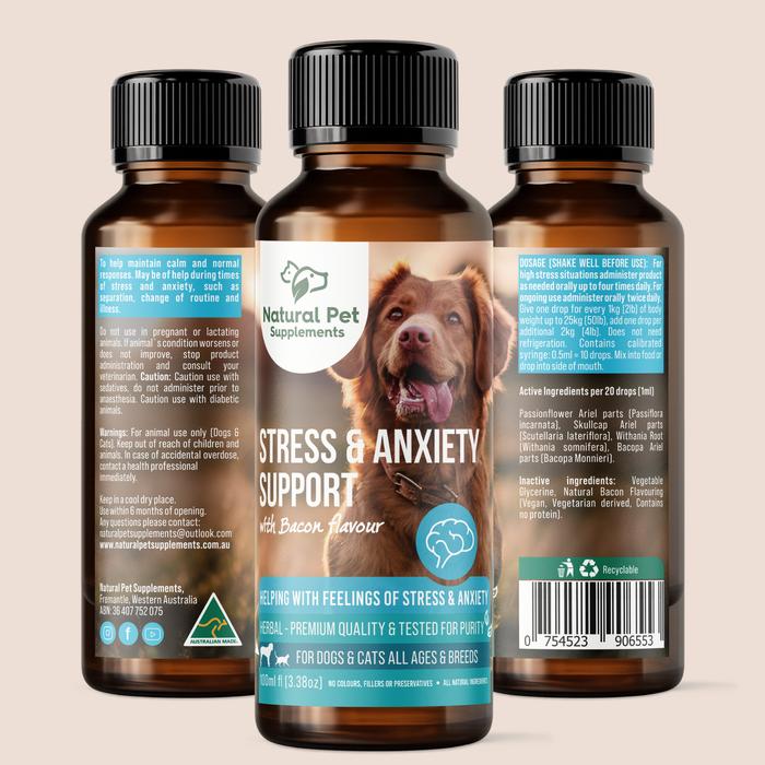 Natural Pet Supplements Stress Support product photography
