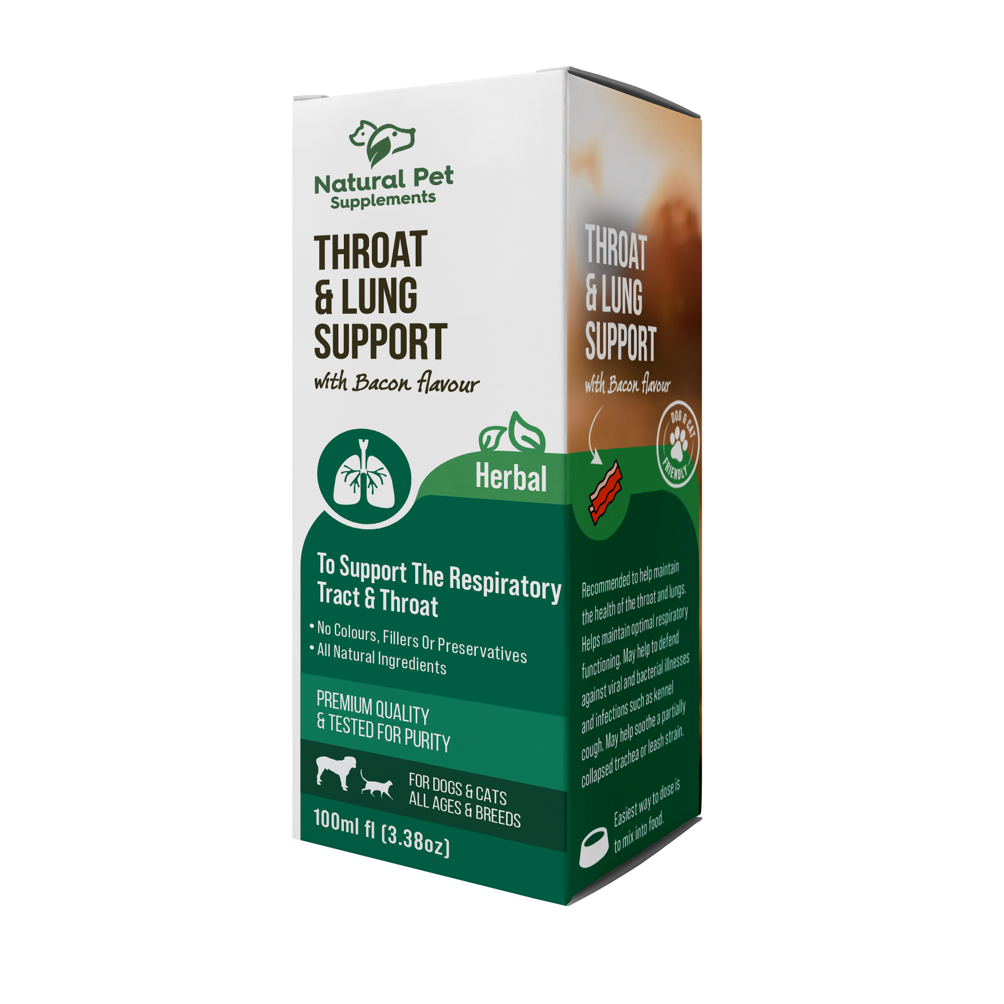 Natural Pet Supplements throat and lung support for dogs and cats box 100ml
