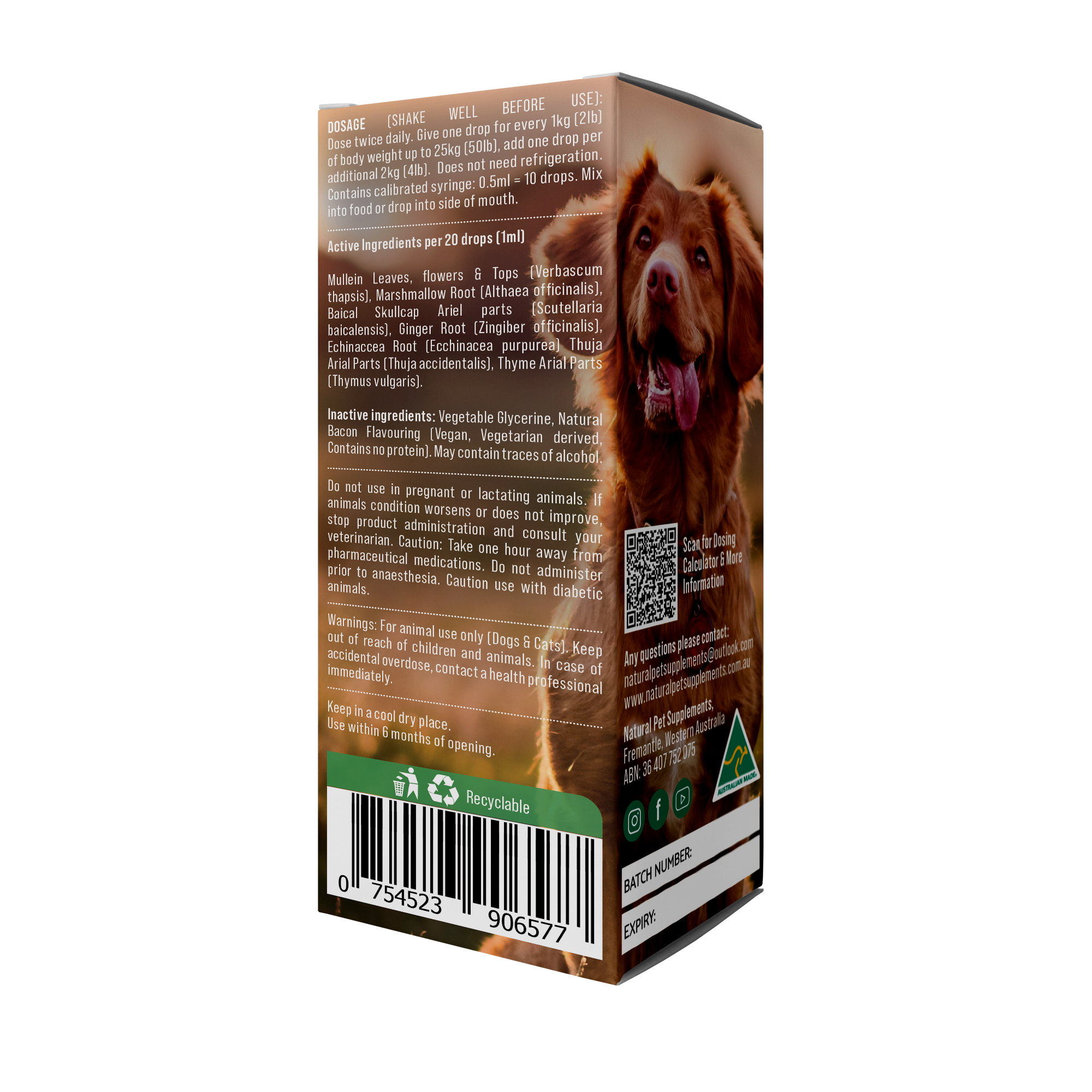 Throat and Lung Support Herbal Tincture For Dogs and Cats-Natural Pet Supplements Australia