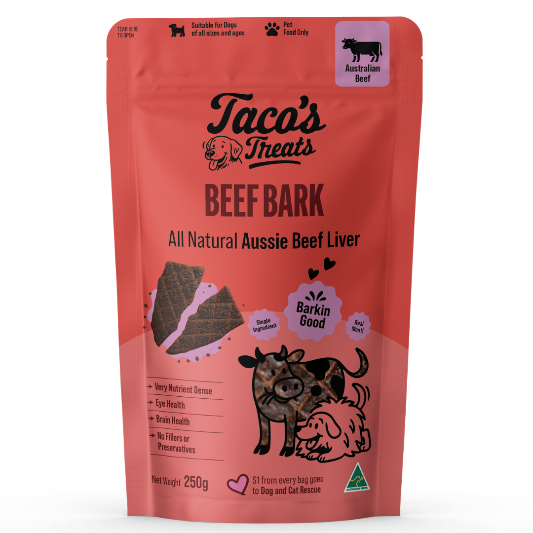 Taco's Treats - Aussie Beef Bark  - All Natural Beef Liver for Dogs 250g