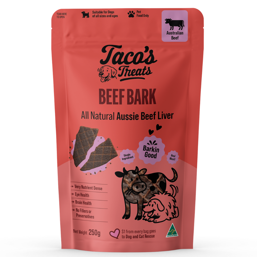 Taco's Treats - Aussie Beef Bark  - All Natural Beef Liver for Dogs 250g