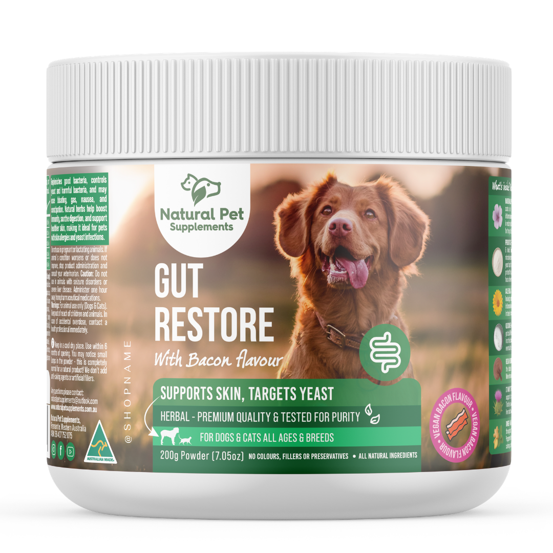 Gut Restore Powder for Dogs and Cats, Bacon Flavour, 200g