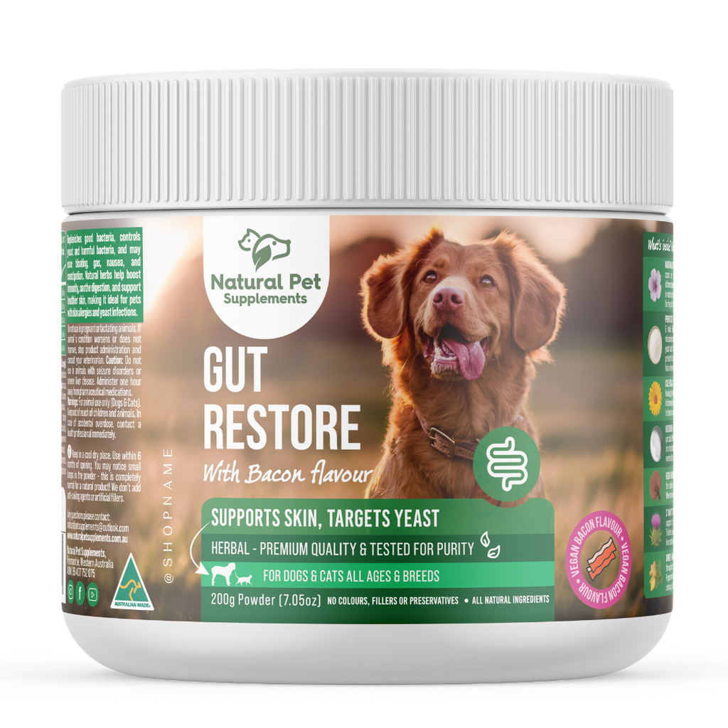 Gut Restore Powder for Dogs and Cats, Bacon Flavour, 200g