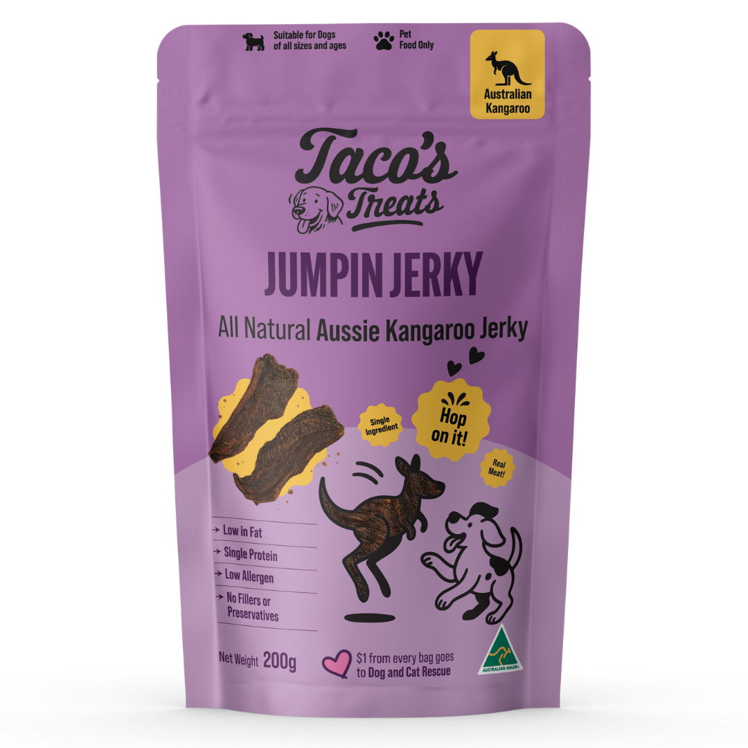 Taco's Treats - Aussie Jumpin Jerky - All Natural Kangaroo Jerky 200g