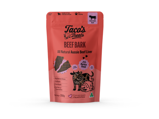 Taco's Treats - Aussie Beef Bark  - All Natural Beef Liver for Dogs 250g